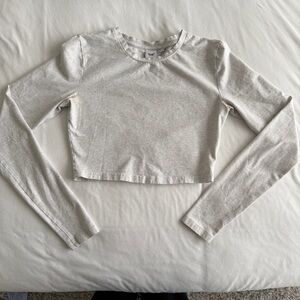 TNA Light Gray Long Sleeve Crop Top